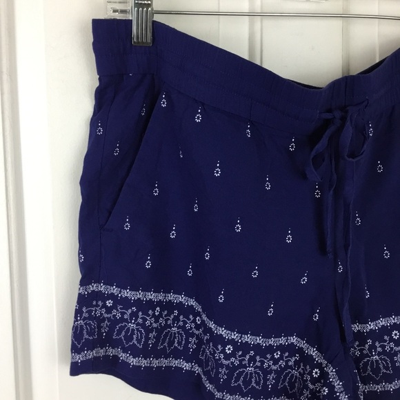 Loft Rayon Drawstring Shorts Pull On Blue Size M - Picture 2 of 4